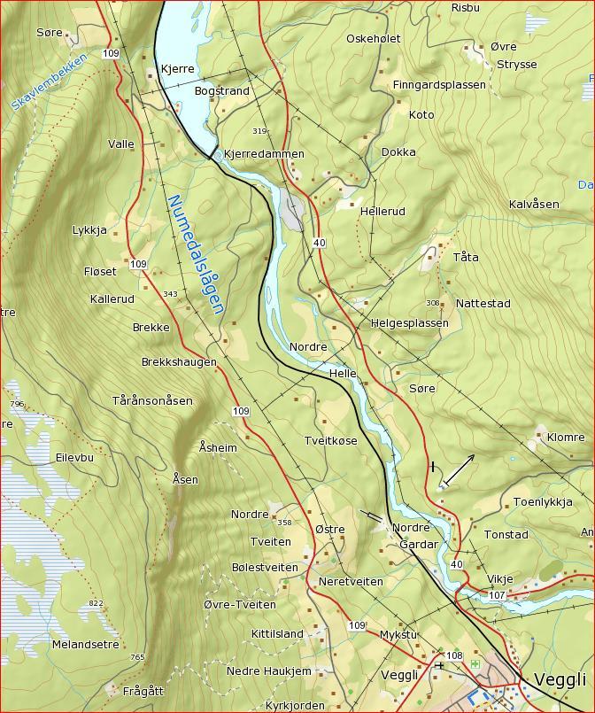 Tabell 1. Stasjoner opprettet i Numedalslågen i 2015 med angivelse av nummer, navn, kommune, overfisket areal og koordinater.