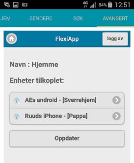 Du kommer da til denne siden: Her kan du endre telefonens navn og visningsnavnet til FlexiAppsender.