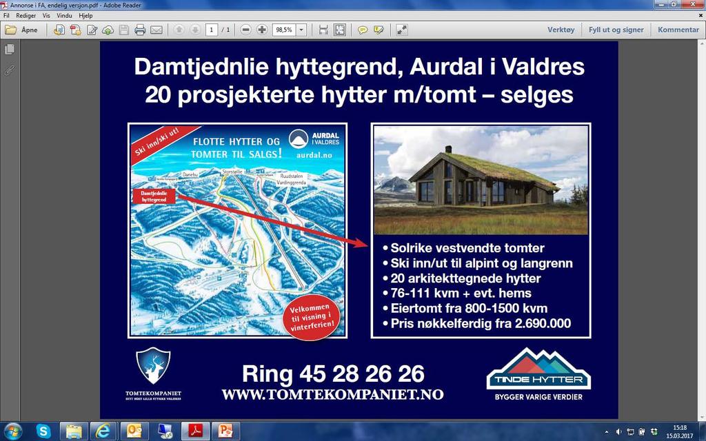 DANEBUBAKKEN 1030 moh - AURDAL I VALDRES Nytt felt med 7 nye eksklusive arkitekttegnede hytter SALGET