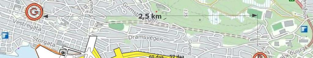 2. Innledning Områdene med «nye» boliger etter siste prognose 2013, se vedlegg 1 Kartet viser nye fortettingsområder etter siste prognose i 2013. G=Gyllenborg skole/b=borgtun skole.