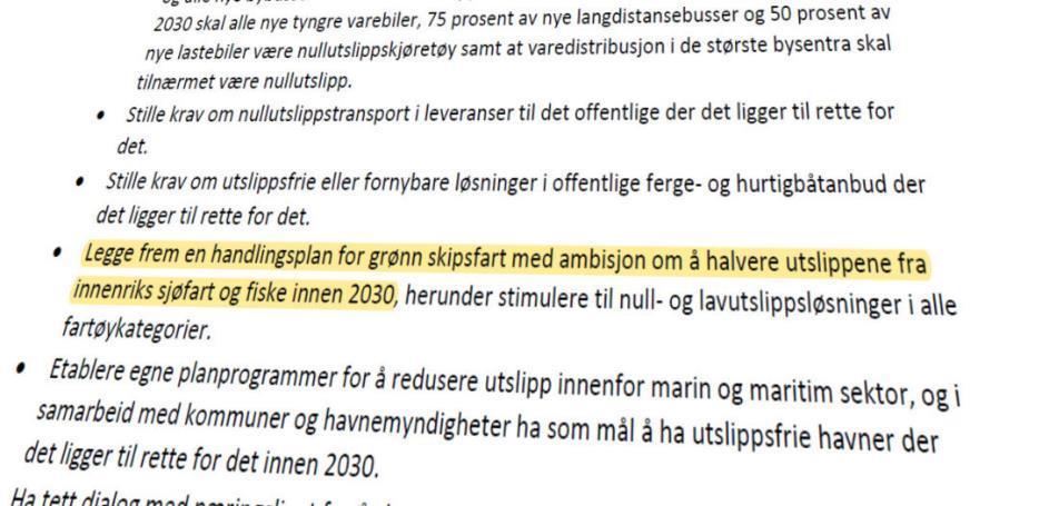 JELØYA-ERKLÆRINGEN SIN AMBISJON OM 50 prosent