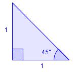 1.1. Tegn en likebeint rettvinklet trekant der lengden til katetene er 1. a) Finn lengden til hypotenusen.