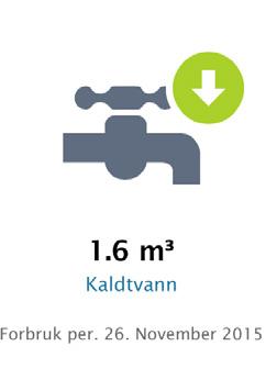 Oversikt er forsiden og gir en rask oversikt over det aktuelle forbruket av varme, varmt- og kaldtvann, forutsett at det finnes individuelle