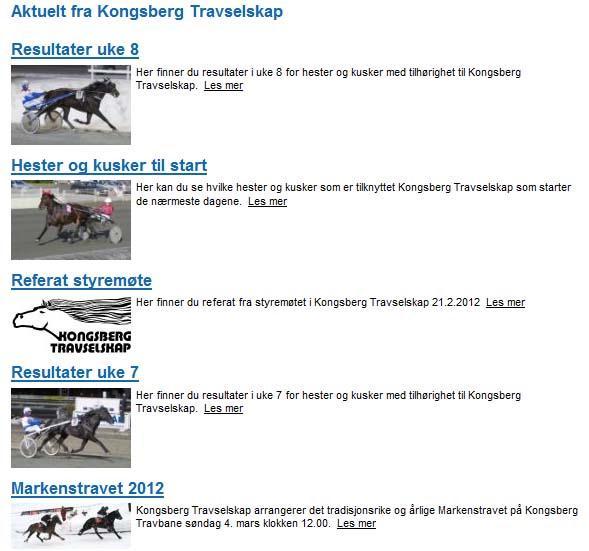 Kongsberg Travselskap er et aktivt travlag med to hovedarrangementer: Den tradisjonelle markenskjøringen som holdes i forbindelse med Kongsbergmarken i februar/mars, samt Hestens Dag som arrangeres