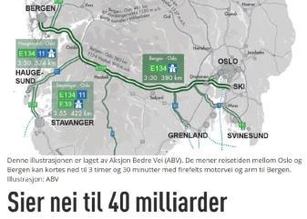 Signal til NTP 2022-33 Framtidig trafikkgrunnlag på rv. 7 er uvisst, potensielt 65% nedgang E134 og rv.