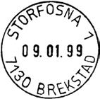 1959 STORFOSNA Innsendt?? Stempel nr. 4 Type: I22N Fra gravør 23.06.1972 STORFOSNA Innsendt?? 7150 Registrert brukt fra 22-10-80 IWR til 31-12-98 FH 31.10.2012 NFF stempelkatalog - side Ørland-19 31.