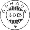 OPPHAUG OPHAUG poståpneri, i Ørlandet herred, i bipostruten Bjugn - Brekstad, ble underholdt fra 01.10.1905. Navnet ble fra 01.11.1946 endret til OPPHAUG. Underpostkontor fra 01.11.1973. Fra 01.01.1977 status av postkontor C.