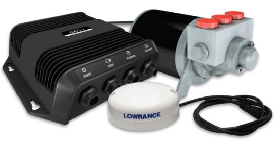 Lowrance Autopilot Lowrance Outboard Pilot To pakkeløsninger - en for hydraulisk og en for mekanisk styring. Kontrollenhet er ikke inkludert i pakkene.