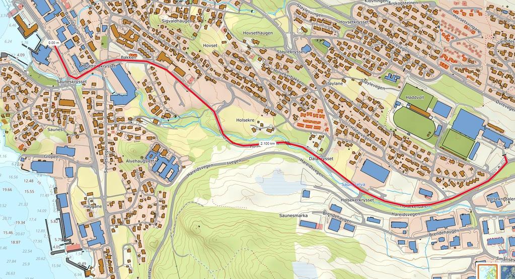 1. HØDDVOLL VIA HOLSKERDALEN OG JOAKIMBAKKEN TIL BUSSTASJONEN Om ruten: Ca. 2,1 km lang. Frakte de som skal trene på Høddvoll tur/retur sentrum Ved en maksimal og jevn fart på 18 km pr.