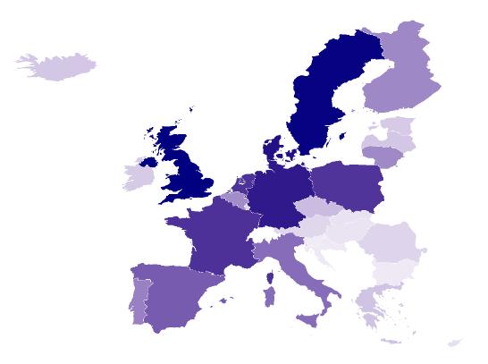 EKSPORT TIL EU/EØS Tabellen viser eksporten fra Troms fordelt på land i det europeiske indre marked.