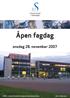 Åpen fagdag onsdag 28. november 2007