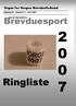 Organ for Norges Brevdueforbund. Årgang 94 nummer 3 mai 2007. Brevduesport. Norsk tidsskrift for. Ringliste