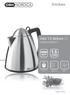 Kitchen. inox 1.5 deluxe // cordless kettle // Type 6425. 2000 watt // 1.5 litres // Water level indicator // Indicator light // Hinged locking lid //