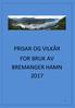 PRISAR OG VILKÅR FOR BRUK AV BREMANGER HAMN 2017