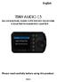 TINY AUDIO C5. English. Please read carefully before using this product IN-CAR DAB/DAB+ RADIO WITH SERVICE FOLLOWING & BLUETOOTH HANDSFREE ADAPTOR