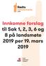 Rødts landsmøte. Innkomne forslag til Sak 1, 2, 3, 6 og 8 på landsmøte 2019 per 19. mars. Fordi fellesskap fungerer