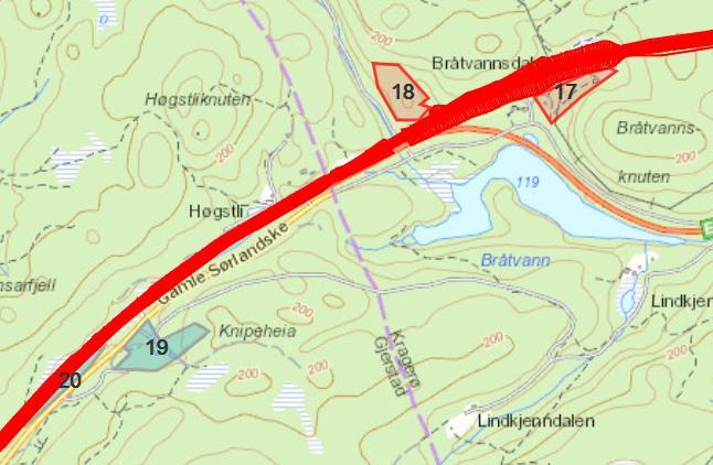 På Østerholtheia er det muligheter for riggområde ved Vektstasjonen (Knipeheia), men begrensede muligheter for deponi. Men det kan finnes muligheter ved Bråtvannsdalen.