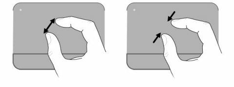 MERK: Rullehastigheten bestemmes av fingrenes hastighet. Kniping Ved hjelp av kniping kan du zoome inn eller ut på elementer som PDF-filer, bilder og fotografier.