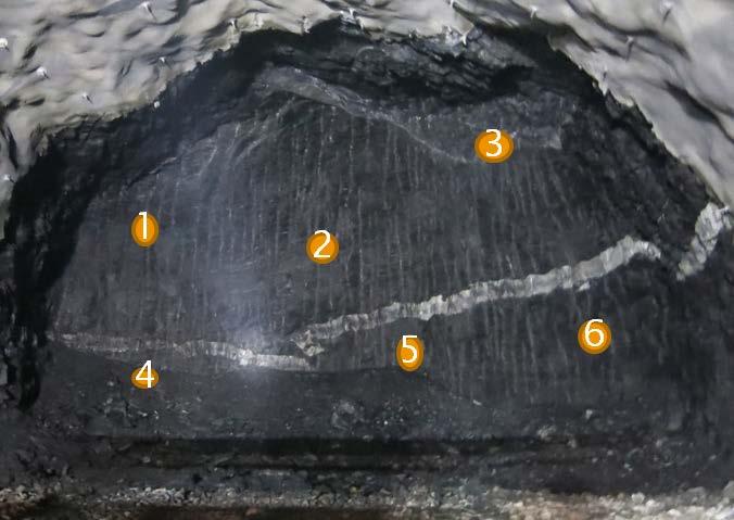 Figur 29. Framgangsmåte for prøvetaking av steinar frå tunnelstuffen. Grunnstoffa med tilhøyrande konsentrasjonar kom opp på XRF-skjermen etter kvart som dei blei analyserte.