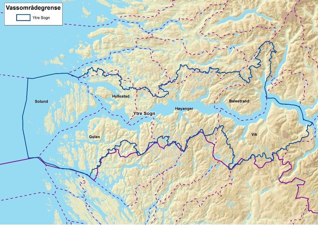 2. Om vassområdet Nedbørfeltet som utgjør vassområdet er på 4532 km 2, og strekk seg frå havflata ved Sognefjorden opp til ca. 1650 m.o.h. Åfjorden, Sognesjøen og Sognefjorden inn til og med Vik og Balestrand er dei viktigaste sjøområda.