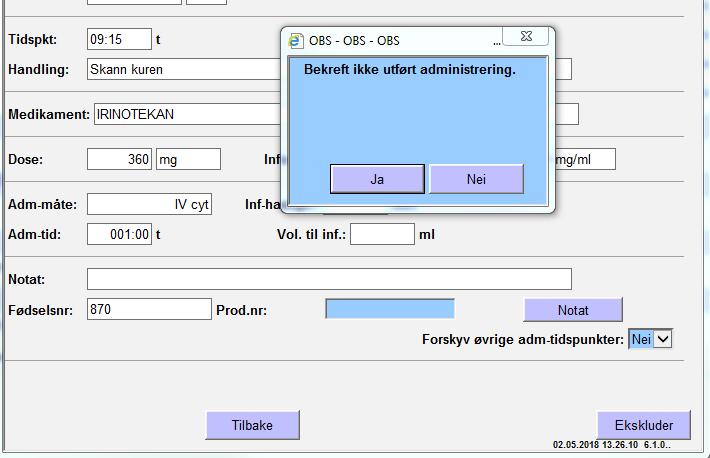 (navn) initialer til sykepleierne som har dobbelkontrollert kuren Skann QR-koden på produktet slik at produksjonsnummeret dokumenteres.