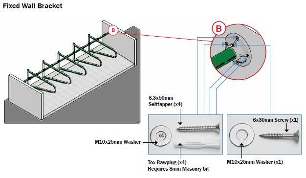 4 stk plastplugger m/skrue Fast vegg