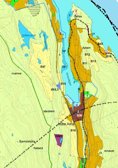 3 Gjeldende planstatus og overordnete retningslinjer Kommuneplanens arealdel 2006-2017 Vårheia er vist som B47 i gjeldende kommuneplan for perioden 2006-2017.