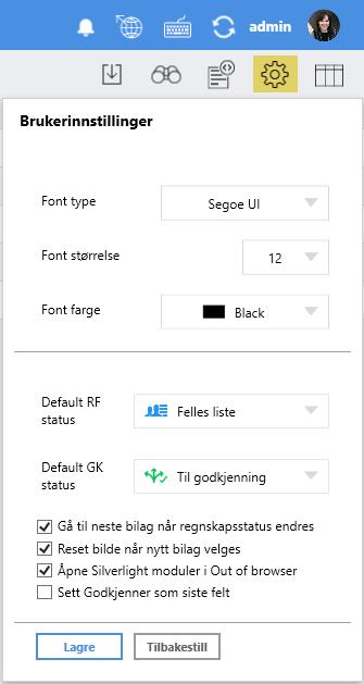 Oppsett av font Du kan endre font type, størrelse og farge.