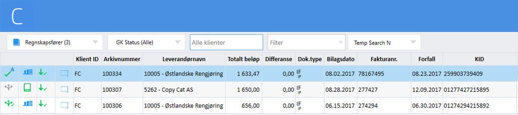 5. Resultatet vises i arbeidslisten.