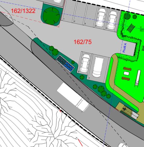 Figur 5: Sporingskurve for renovasjonskjøretøy som illustrerer utfordrende snumuligheter. Forslagsstiller har i samråd med BIR gått bort fra vist løsning.