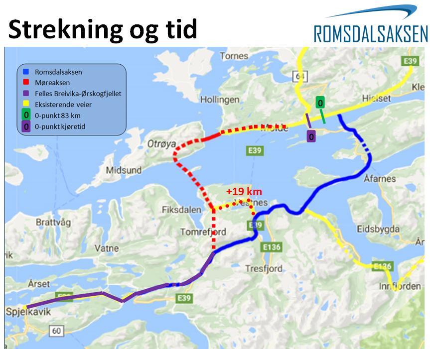Lengste strekket med bare 2-felt på Romsdalsaksen vil bli 3 km mellom Hjelvika og Sekken.