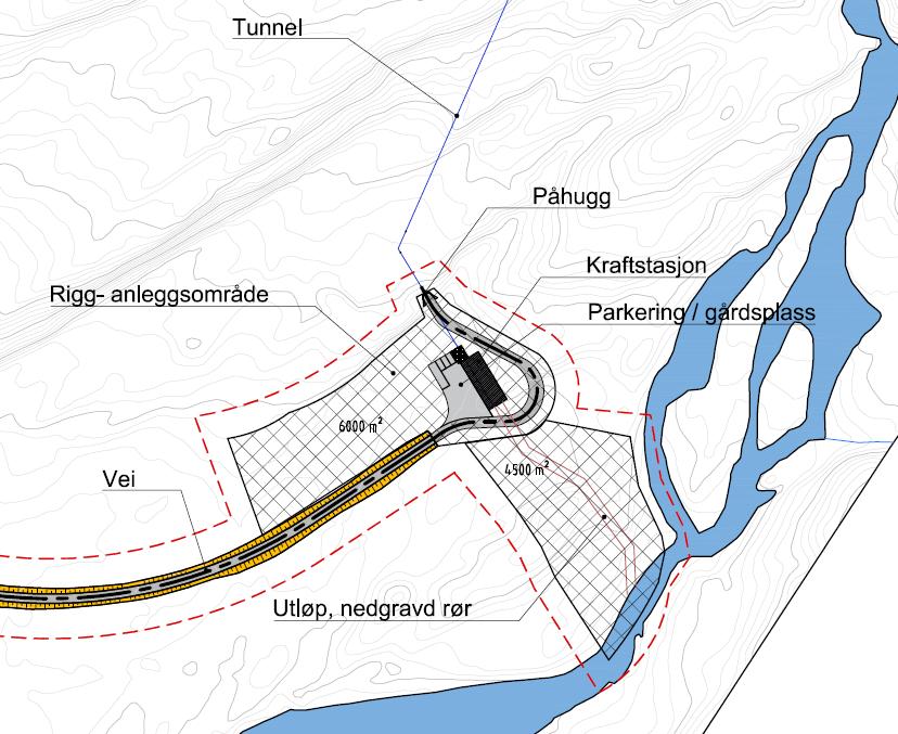 5.9 Adkomstvei Fra Gjerdalsveien skal det bygges to adkomstveier inn til henholdsvis inntak og til kraftstasjonsområdet. Veiene vil være av standard skogsbilvei/landbruksvei (traktorvei klasse 7).