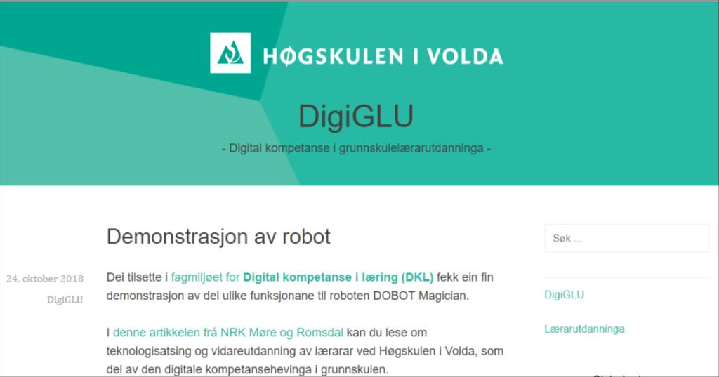 DP7: Kunnskapsutvikling og - spreiing Prosjektleiar: Synnøve Amdam, DigiGLU-prosjektleiar Prosjektblogg for regional og