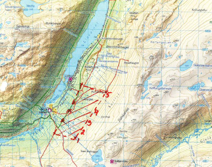 Kart som viser plassering av takseringsfelt i Breheimen nasjonalpark Søknaden er vurdert i samsvar med: 1. Forskrift for Breheimen nasjonalpark, datert 7. august 2009. 2. Naturmangfaldlova, datert 19.