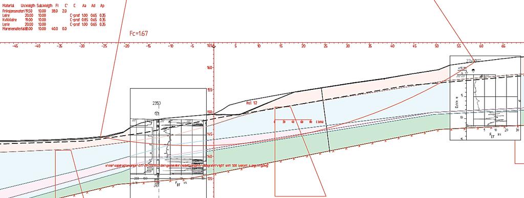 4.2 Lysklett Søndre (pr.460 510) LYSKLETT SØNDRE Figur 4-2: Veg geometri med løsmasse skjæring pr.460-510. Skråning nedenfor gården avlastes.