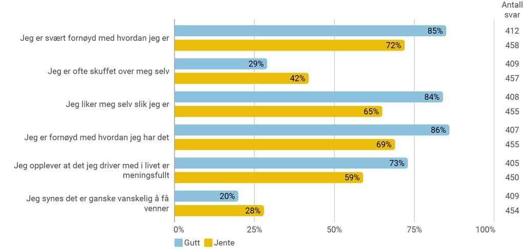 Selvbilde Nedenfor er det noen påstander om hvor fornøyd du er med livet