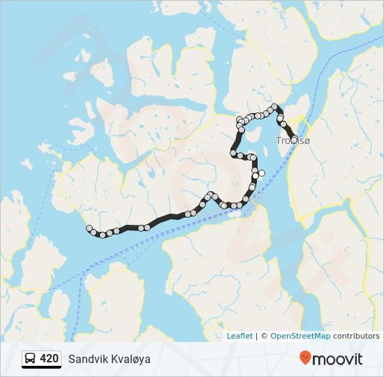 Retning: Sandvik Kvaløya 45 stopp VIS LINJERUTETABELL 420 buss Rutetabell Sandvik Kvaløya Rutetidtabell Mandag Sjøgata S2 Sjøgata 33, Tromsø Skippergata Skippergata 18, Tromsø Giæverbukta 862, Tromsø