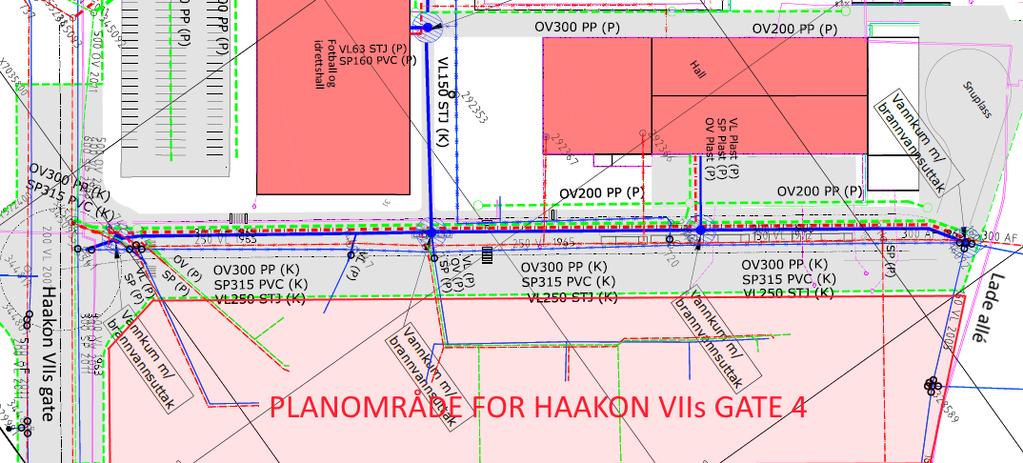 3. Framtidig vann og avløpssystem Det planlegges 4 hovedtraséer for tilknytning av planområdet til kommunalt VA-nett. Utforming av VA- plan er gjort med tanke på trinnvis utbygging av planområdet. 3.