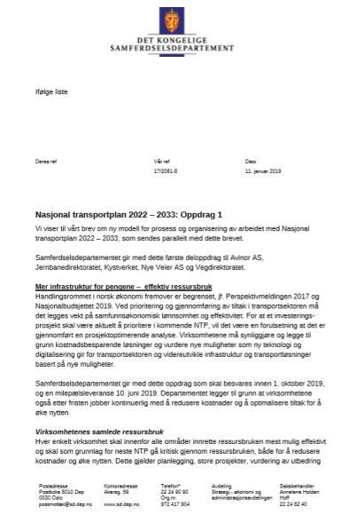 Stortingsmeldinga NTP 2022-2033 Samferdsledepartementet har ambisjon om å lage ein meir