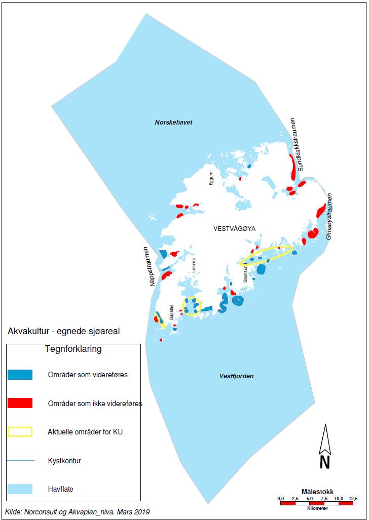Akvakulturområder som videreføres Figur 8: Egnede sjøareal for akvakultur samt