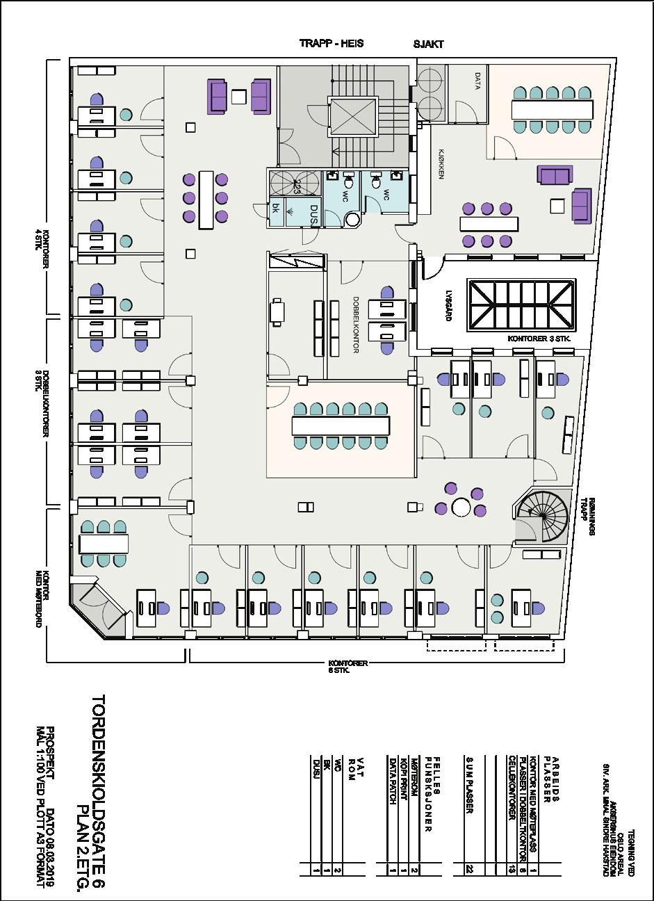 2. etasje / 602 kvm Arbeidsplasser Møterom Stillerom