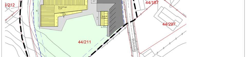 2 Prosjektet Prosjektet innebærer å bygge ny 4-avdelings barnehage på gårds- og bruksnummer 44/211. Se figur 2 under. Figur 2 viser utendørsområder og husplassering i Fjordveien i Beisfjord.