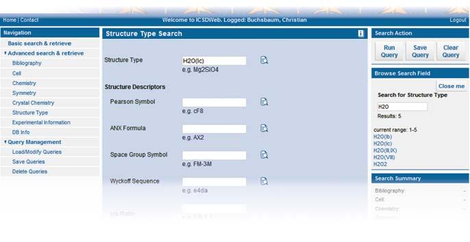 Data Bases, the Base for Data Mining 55 2. 1. Fig. 10 Advanced search. Possible candidates for structure types beginning with H 2 O (1).