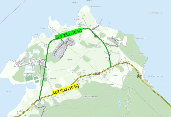 2.1 Trafikktall Årsdøgntrafikk (ÅDT) Dagens ÅDT (kjøretøy per døgn) på fv. 824 Fjelldalsveien og fv.