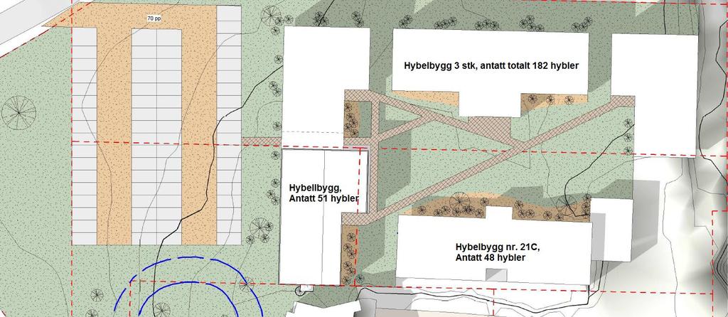 Figur 4: Utsnitt fra foreløpig situasjonsplan fra Point AS datert 11.02.2019.