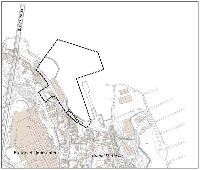 1. INNLEDNING Hensikten med planarbeidet er å legge til rette for ny boligbebyggelse og småbåthavn i Strandgata 11 på Stathelle.