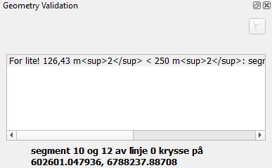 Man advares om geometrifeil underveis (grønne kryss) i digitaliseringen.