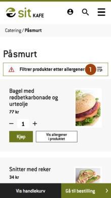 Automatisk varsling av allergener I utgangspunktet kan du se hvilke allergener som finnes i et produkt ved å klikke på knappen