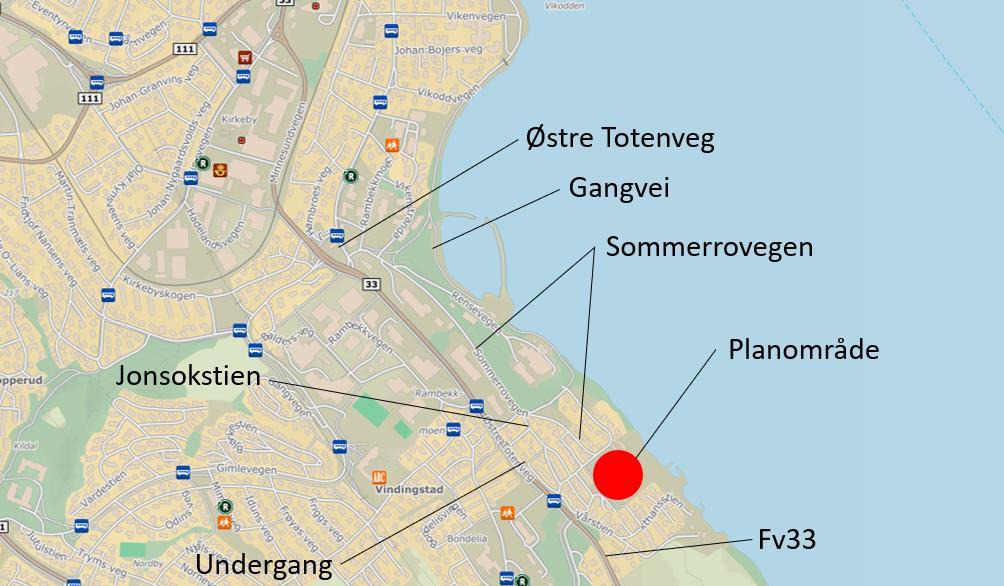 Denne nye trafikkanalysen er et supplement til den tidligere trafikkanalysen. 2 Eksisterende forhold Planområdet forbindes med øvrig veinett via Sommerrovegen.