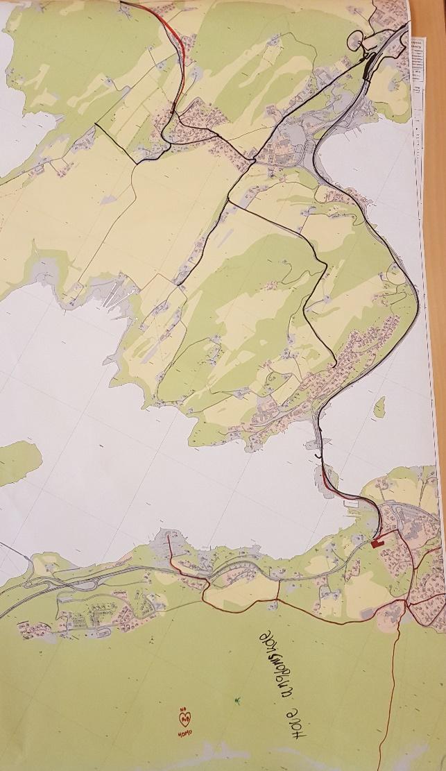 Figur 9: Kart som viser hvor barn og unge beveger seg i Hole kommune.